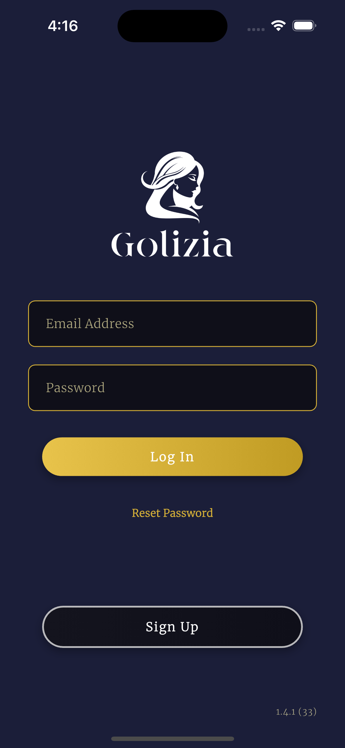Golizia app screen triggering 2FA or showing context for phone verification